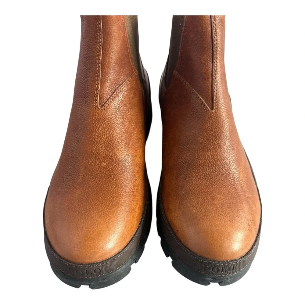 New POLO Ralph Lauren‎ Oslo Chunky Chelsea Boots Men's 13 D Tumbled Leather